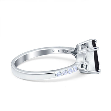 Cushion Cut Celtic Wedding Ring Simulated Black CZ 925 Sterling Silver